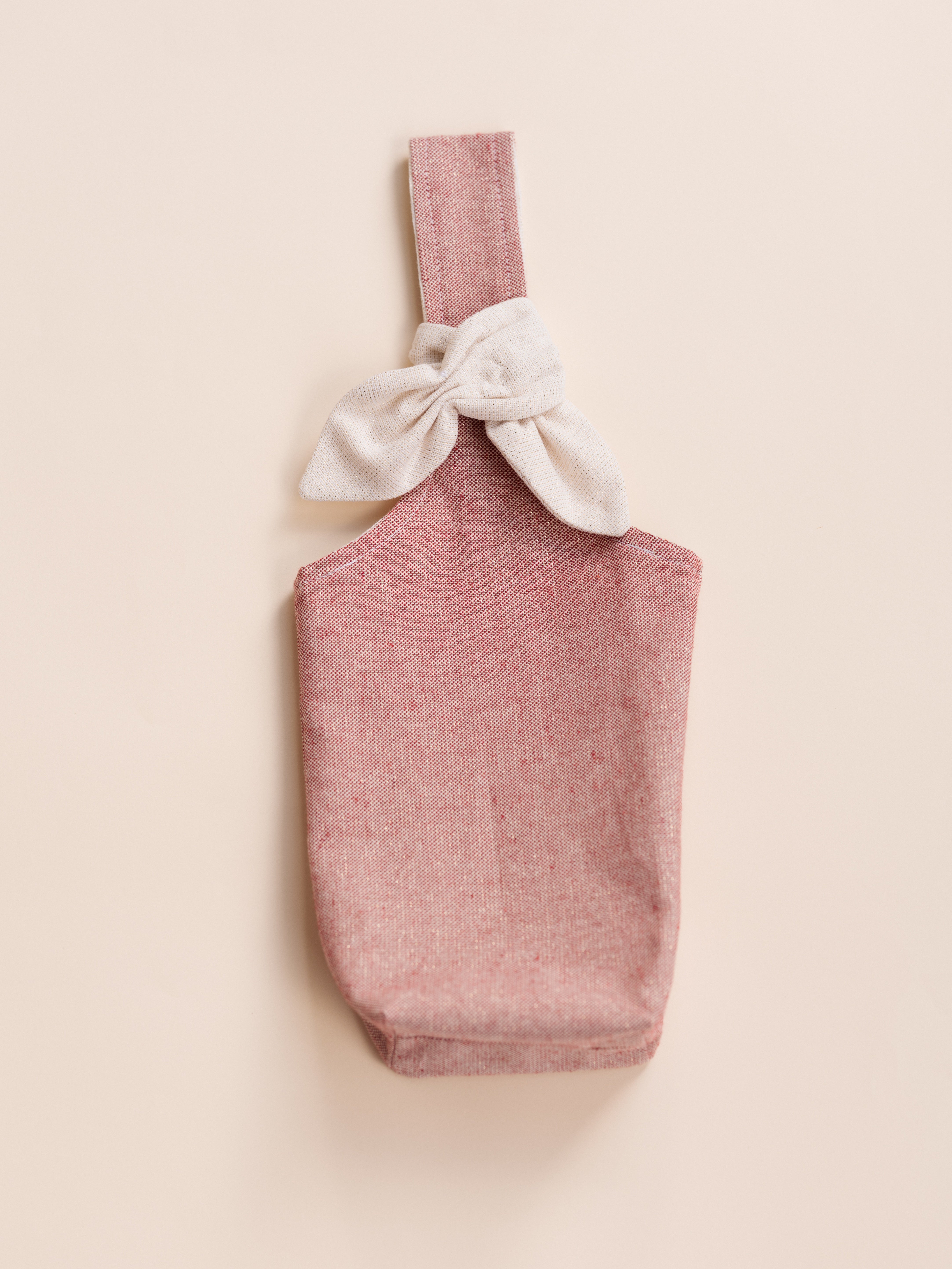 Fabric Bottle Bag with Cream Bow