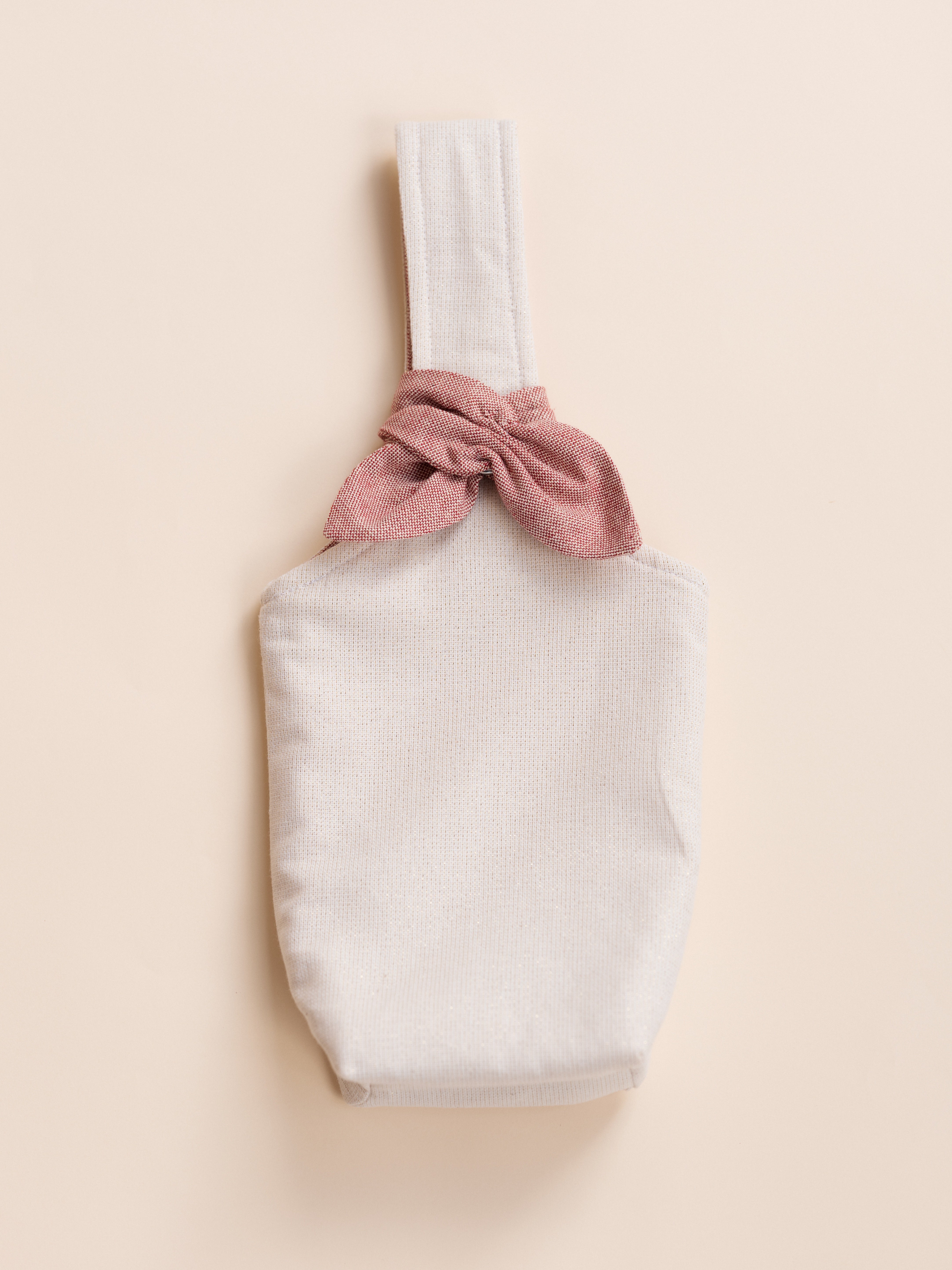 Fabric Bottle Bag with Pink Bow