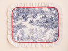 Rectangular Blue Toile de Jouy Placemat with Red Piping